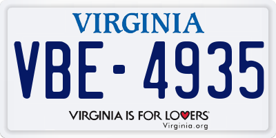 VA license plate VBE4935