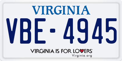VA license plate VBE4945