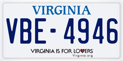 VA license plate VBE4946