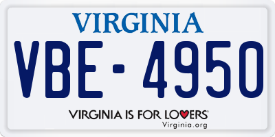 VA license plate VBE4950