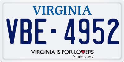 VA license plate VBE4952