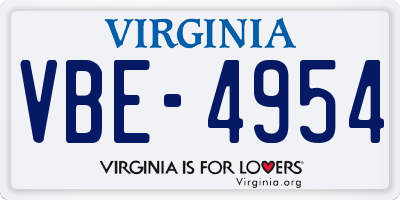 VA license plate VBE4954