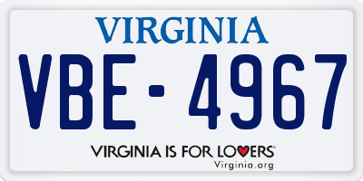 VA license plate VBE4967