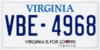 VA license plate VBE4968