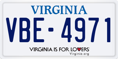 VA license plate VBE4971
