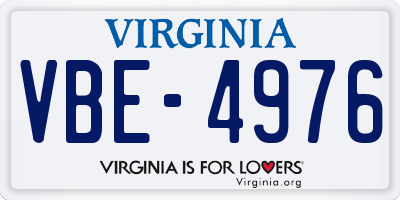 VA license plate VBE4976