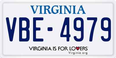 VA license plate VBE4979