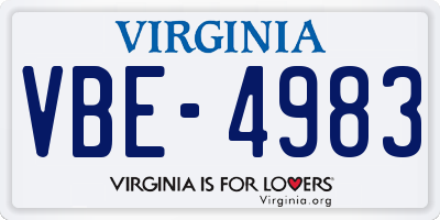 VA license plate VBE4983
