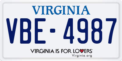 VA license plate VBE4987