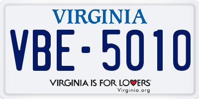 VA license plate VBE5010