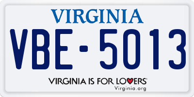 VA license plate VBE5013
