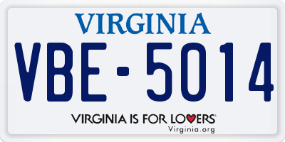 VA license plate VBE5014
