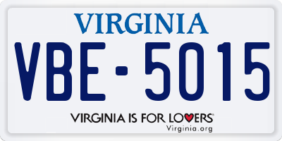 VA license plate VBE5015