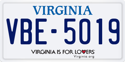 VA license plate VBE5019