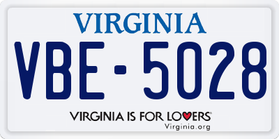 VA license plate VBE5028
