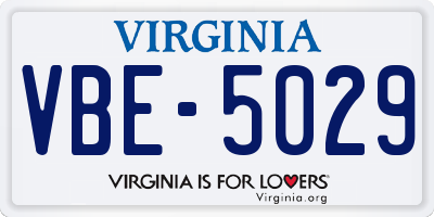 VA license plate VBE5029