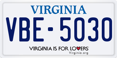 VA license plate VBE5030