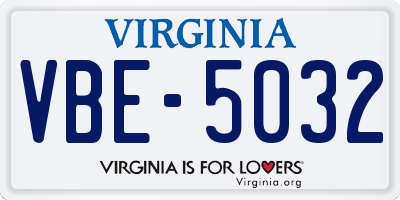 VA license plate VBE5032