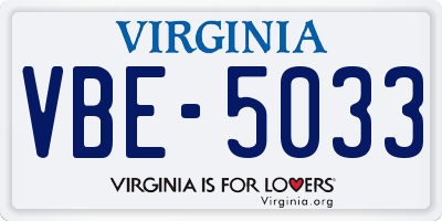 VA license plate VBE5033