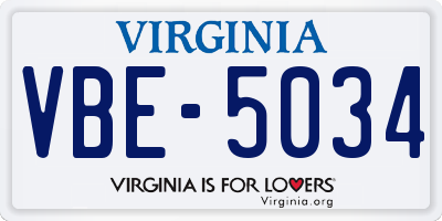 VA license plate VBE5034