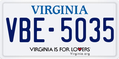 VA license plate VBE5035