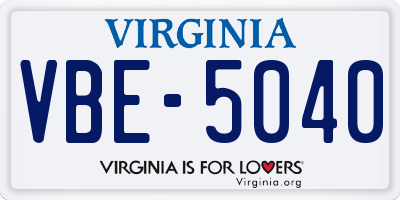 VA license plate VBE5040