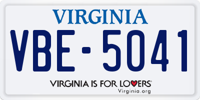 VA license plate VBE5041