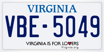 VA license plate VBE5049