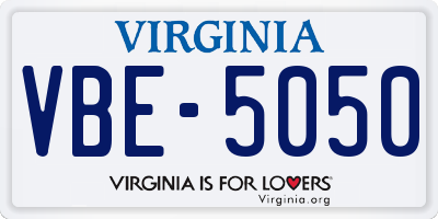 VA license plate VBE5050