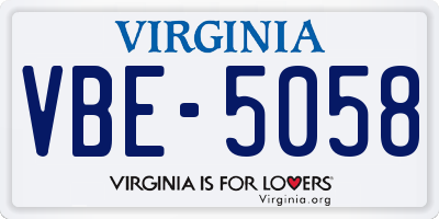 VA license plate VBE5058