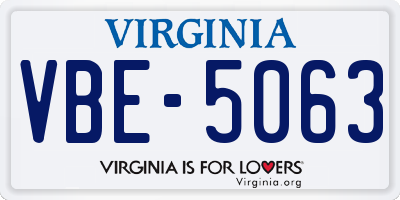 VA license plate VBE5063