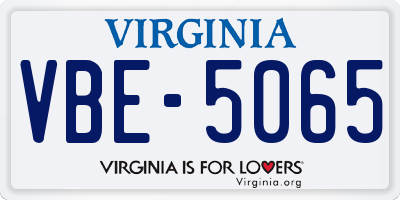 VA license plate VBE5065