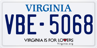 VA license plate VBE5068