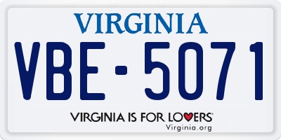 VA license plate VBE5071