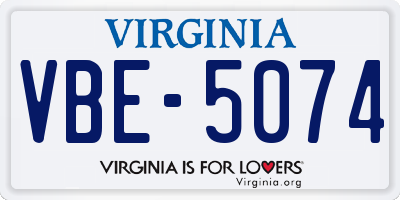 VA license plate VBE5074