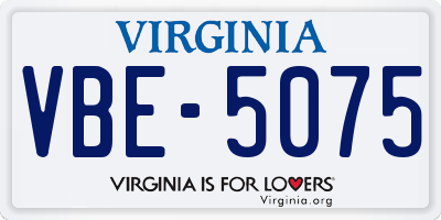 VA license plate VBE5075