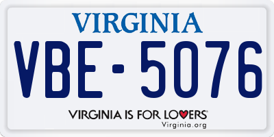 VA license plate VBE5076