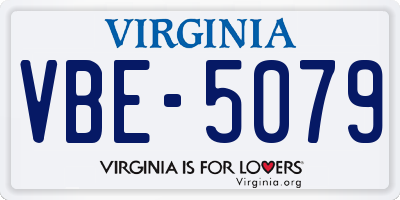 VA license plate VBE5079