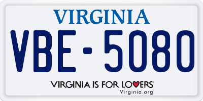 VA license plate VBE5080