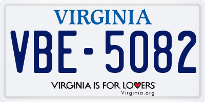 VA license plate VBE5082