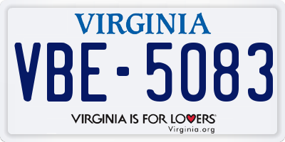VA license plate VBE5083