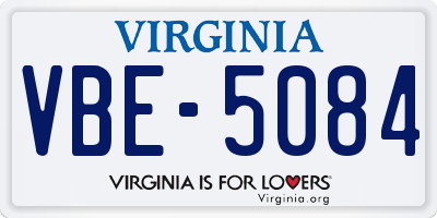 VA license plate VBE5084