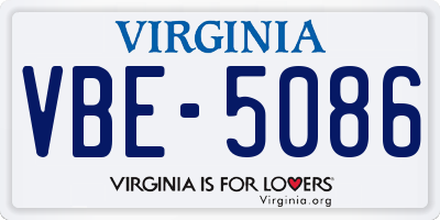 VA license plate VBE5086