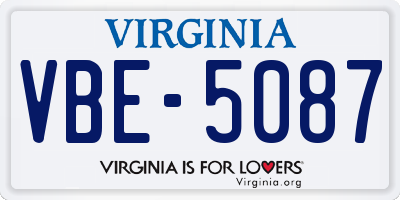 VA license plate VBE5087
