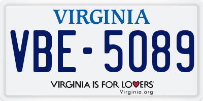 VA license plate VBE5089