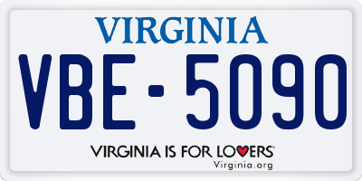 VA license plate VBE5090