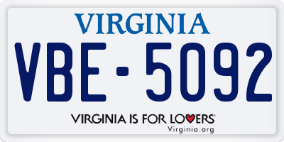 VA license plate VBE5092