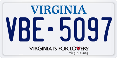 VA license plate VBE5097