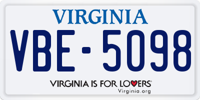 VA license plate VBE5098