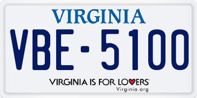 VA license plate VBE5100